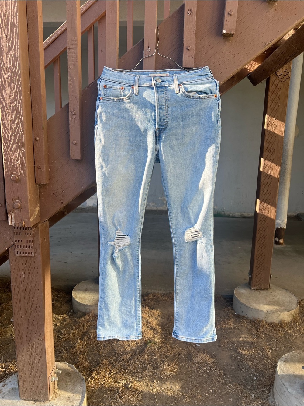 Levi's Light Blue Straight Leg Distressed Jeans